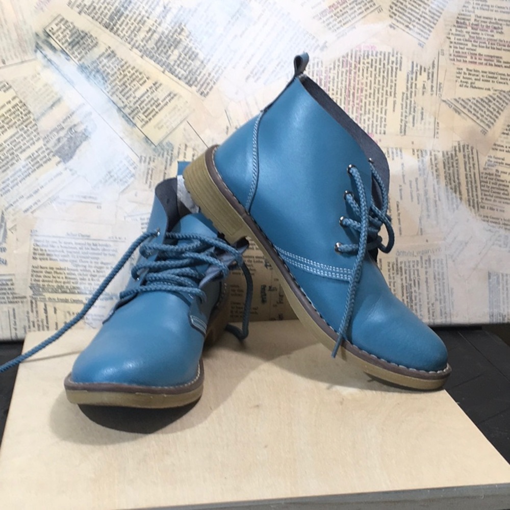 Teal Leather Boots